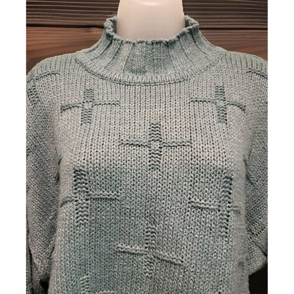 Seafoam Green Chunky Mock Neck Boxy Sweater ee : Some Sz M Oversized - Picture 2 of 7